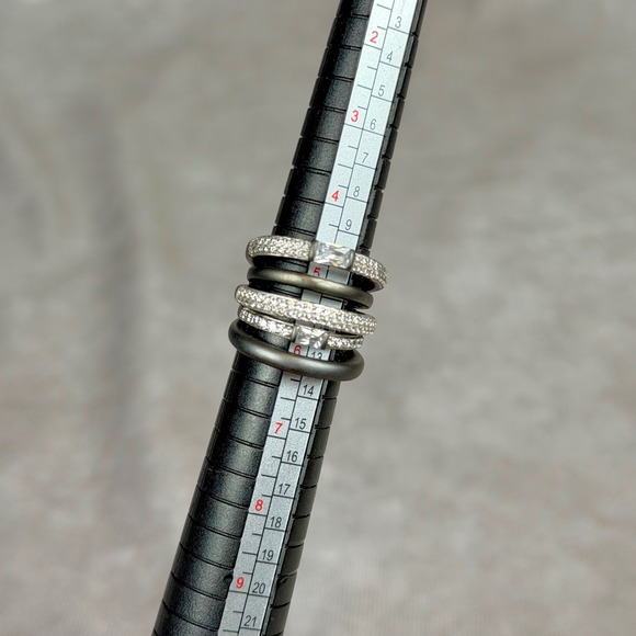 Jewelry - Freida Rothman Multi Band CZ Pave Statement Ring Black over Sterling Size 5.5